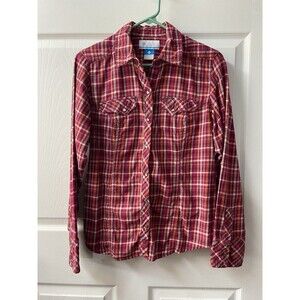 Columbia  Pearl Snap Shirt Womens M Pink Plaid Western Cowboycore Outdoors